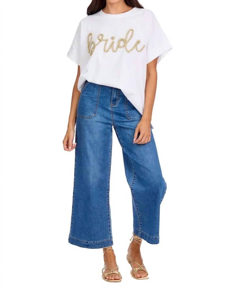 NEW MUDPIE sparkle top in bride